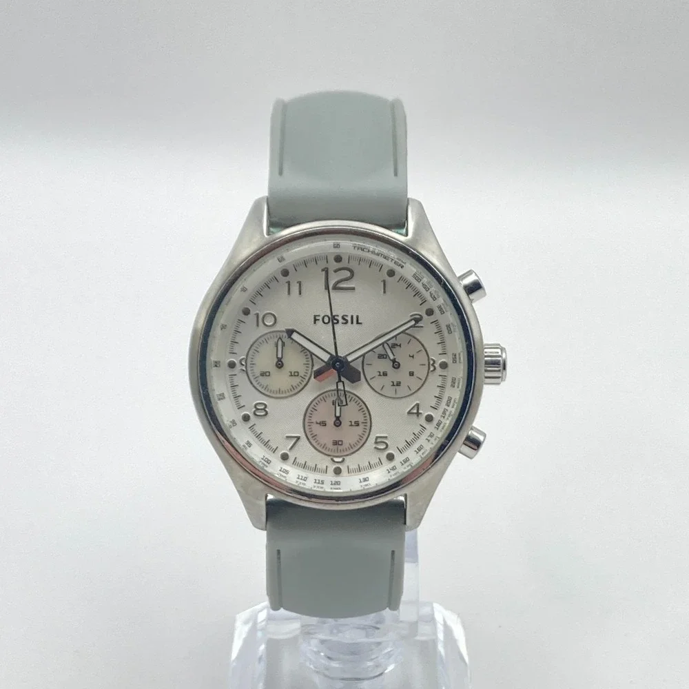 Fossil Flight Women's Chronograph Watch 38mm Silver Tone CH2770 New Battery 8.25